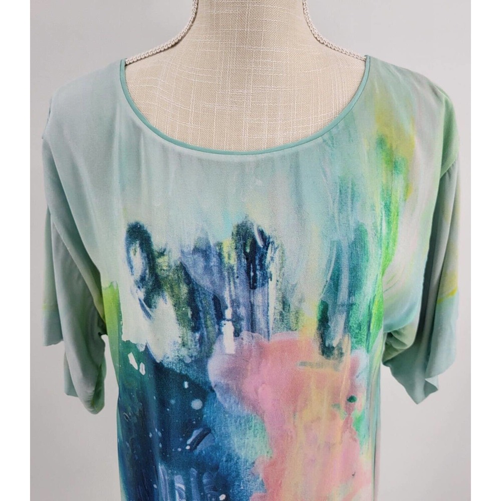 Anthropologie Maeve Painted Silk Watercolor Claire Desjardins Small Mini Dress - Picture 2 of 11